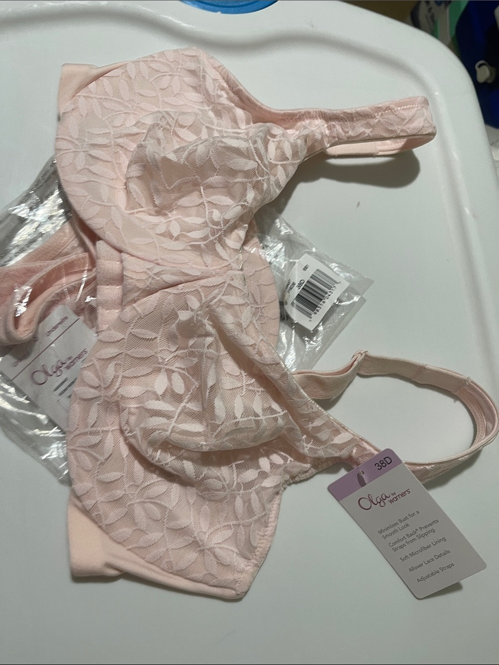 Olga Soft Pink Lace Unlined Bra